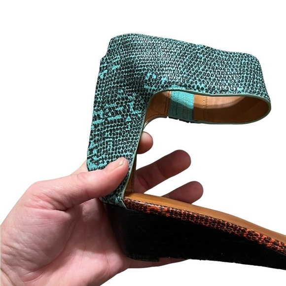 Rebecca Minkoff multicolor snake print ankle strap wedge sandals - Picture 9 of 11